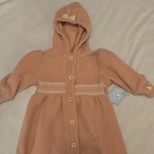 NOS Vintage 80s 90s Baby Girl Fleece Bunting Snow Suit Size 24 Months Cute *READ
